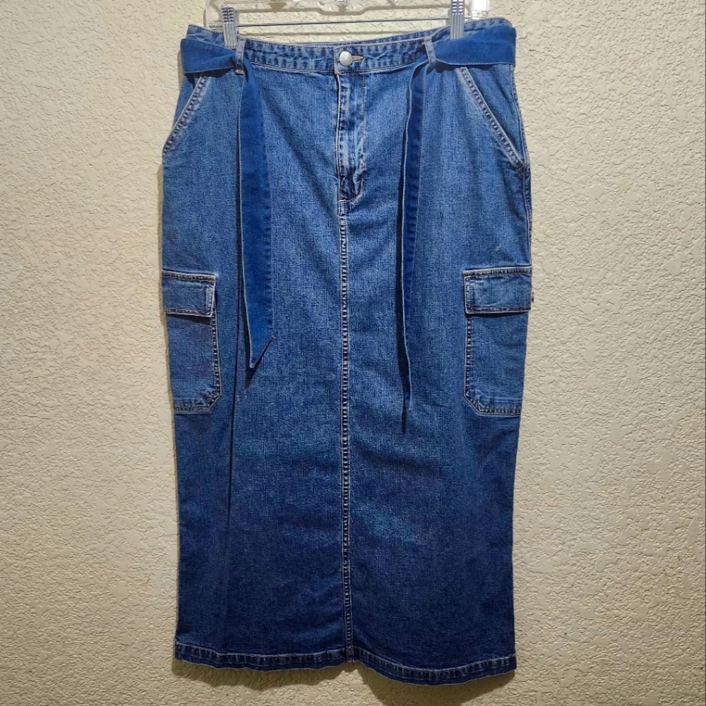 Vintage Cherokee 1960 Blue Denim Midi Skirt